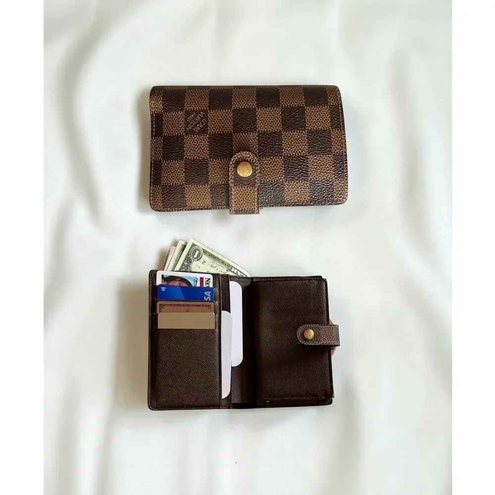 Louis Vuitton Damier Ebene French Purse Compact Wallet MINT